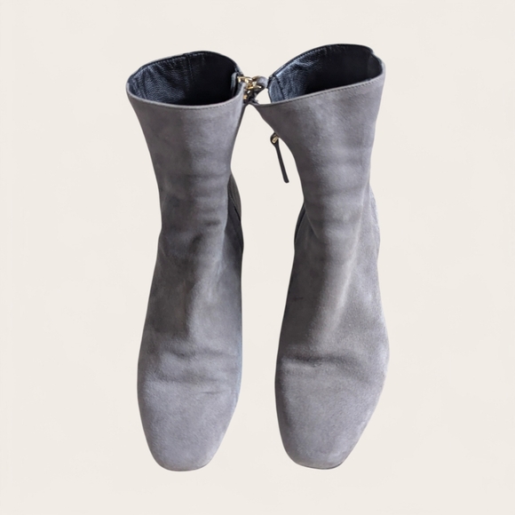 M. GEMI "Corsa" Italian Suede Block Heel Ankle Boot Grey Size 37 (7) - Picture 5 of 13